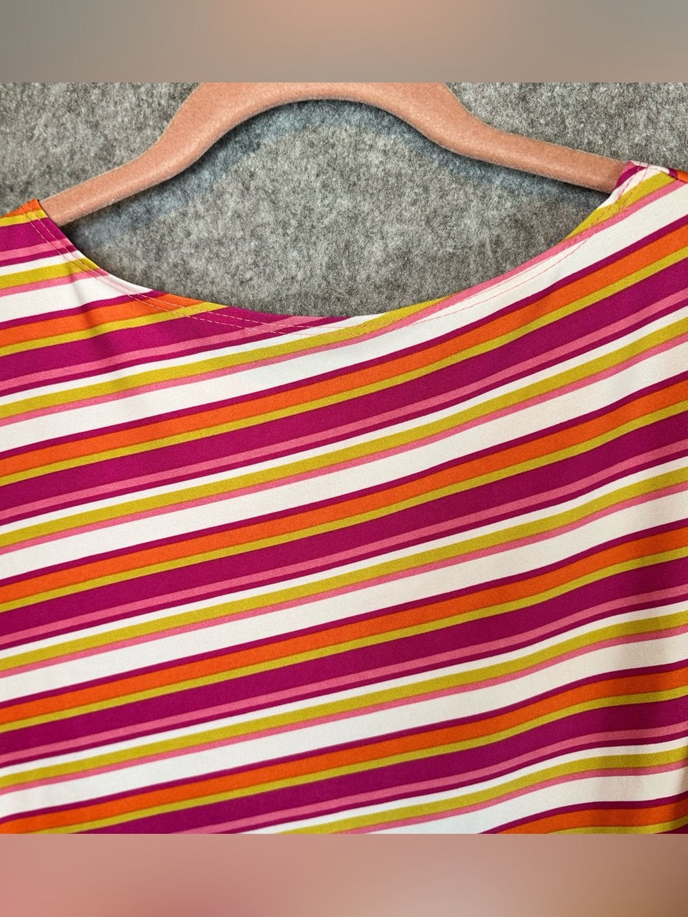 Metrostyle Women’s Striped 3/4 Sleeve Top Size L Poly Spandex Tunic USA - Picture 4 of 12